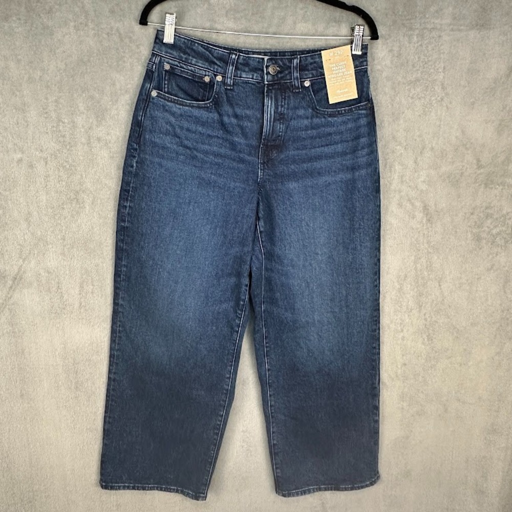 Madewell Curvy Perfect Vintage Wide Leg Jeans Womens 29P Blue High Rise Stretch
